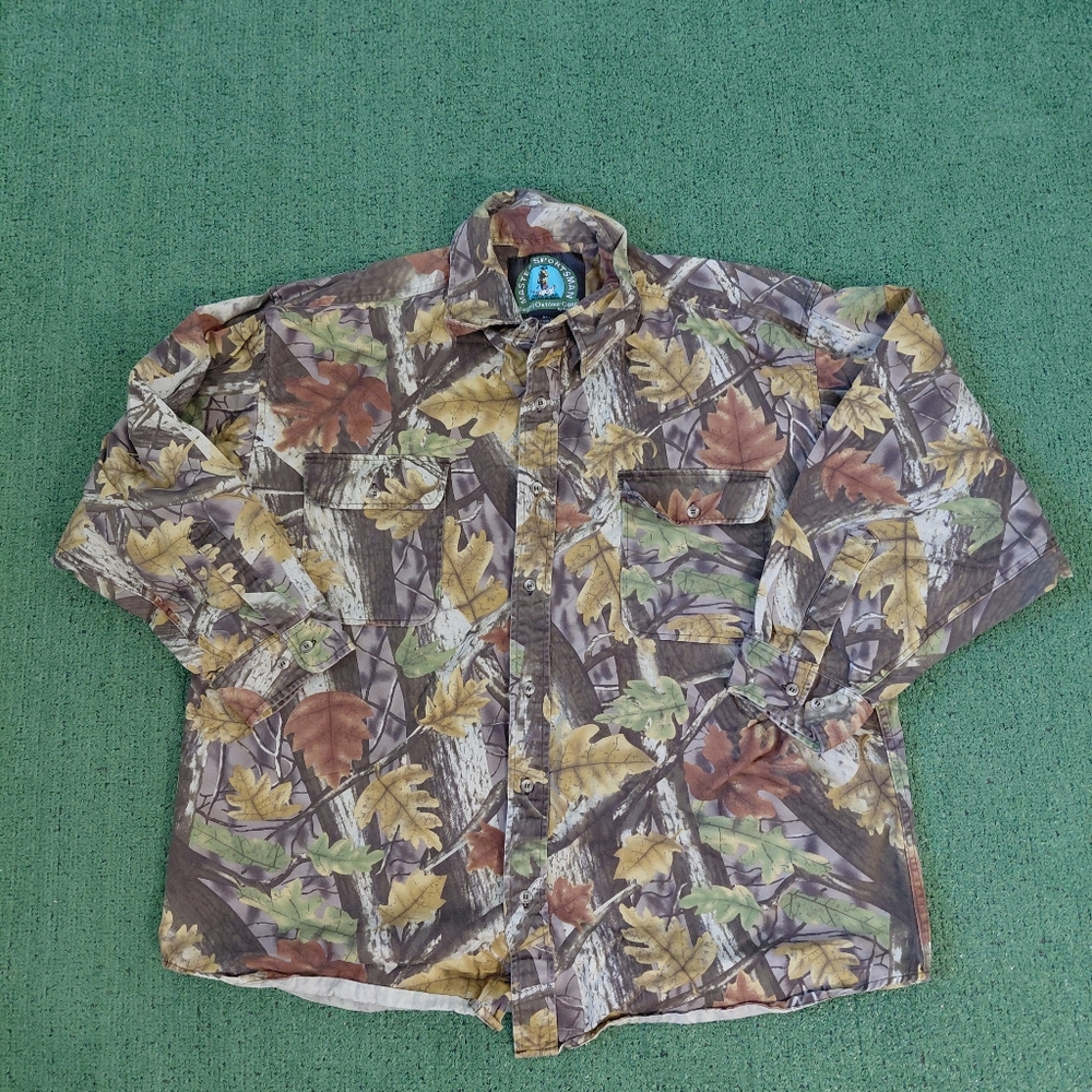 VINTAGE Master Sportsman Wooded Camoflauge Outdoorsman Button Up Jacket Size XXL